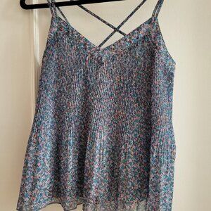Cache Cache Pleated Floral Crossover Spaghetti Strap Camisole Top size 36